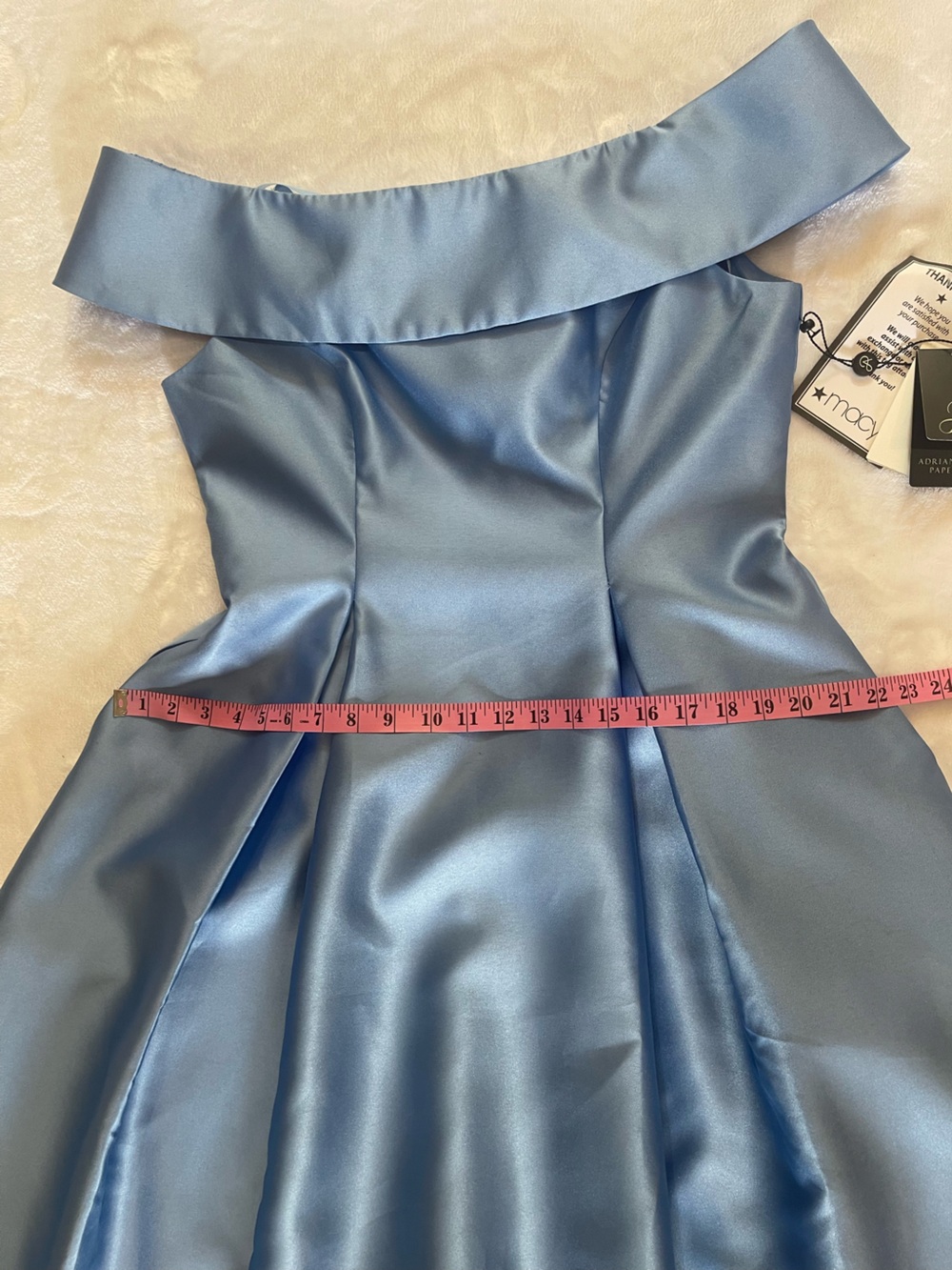 Adrianna Papell 👑🩵✨ Cinderella Blue Mikado Tea Length Midi Dress Old Money - Picture 14 of 16